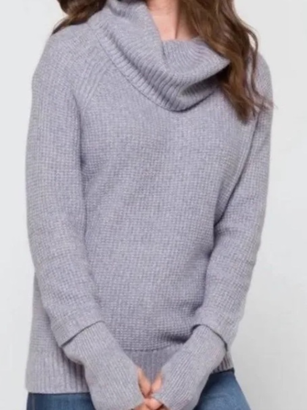 Market & Spruce Light Gray Cowl Neck Sweater S
